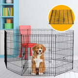 4Paws 8 Panel Playpen Puppy Exercise Fence Cage Enclosure Pets Black All Sizes - 30 - Black - Front View