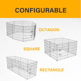 4Paws 8 Panel Playpen Puppy Exercise Fence Cage Enclosure Pets Black All Sizes - 30 - Black