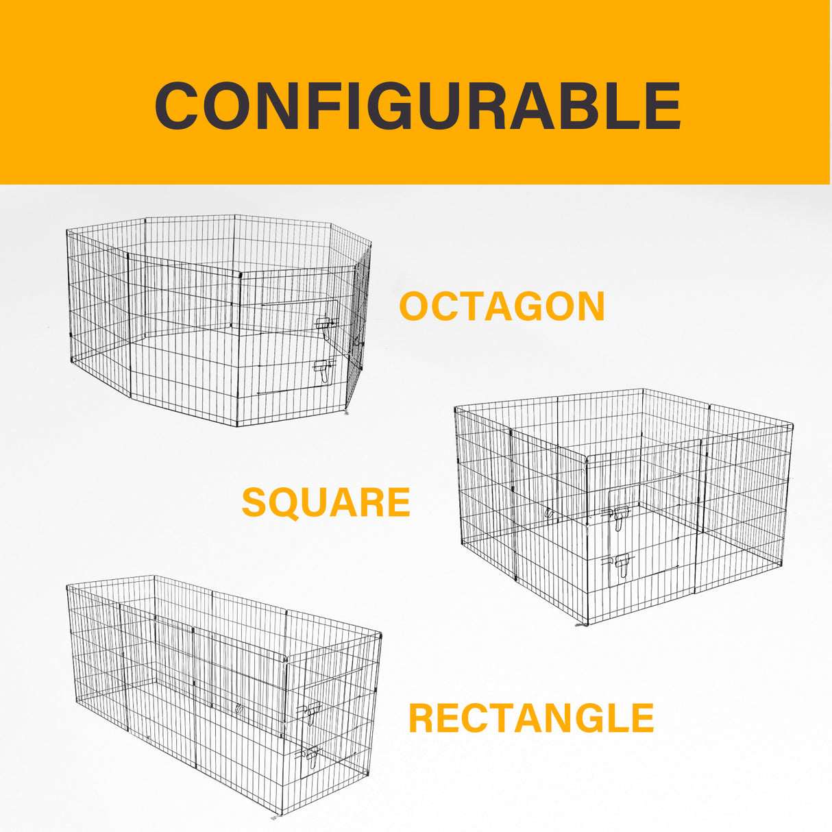 4Paws 8 Panel Playpen Puppy Exercise Fence Cage Enclosure Pets Black All Sizes - 30 - Black