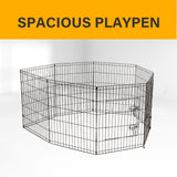 4Paws 8 Panel Playpen Puppy Exercise Fence Cage Enclosure Pets Black All Sizes - 36 - Black