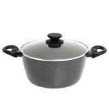 Stone Chef Forged Casserole With Lid Cookware Kitchen Black 24cm - Front View