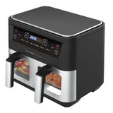 Kitchen Couture Dual View 2 x 5 Litre (10 Litre) Air Fryer Stainless Steel - Side View