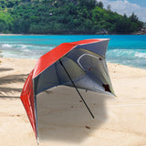 Havana Outdoors Beach Umbrella 2.4M Outdoor Garden Beach Portable Shade Shelter - Red - Top-Down View
