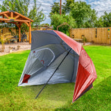 Havana Outdoors Beach Umbrella 2.4M Outdoor Garden Beach Portable Shade Shelter - Red - 45-Degree Angle