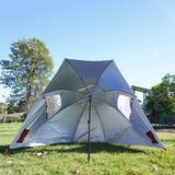 Havana Outdoors Beach Umbrella 2.4M Outdoor Garden Beach Portable Shade Shelter - Red - Close-Up Angle