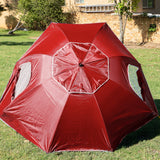 Havana Outdoors Beach Umbrella 2.4M Outdoor Garden Beach Portable Shade Shelter - Red - Low Angle