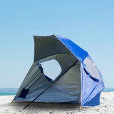 Havana Outdoors Beach Umbrella 2.4M Outdoor Garden Beach Portable Shade Shelter - Blue - Front View