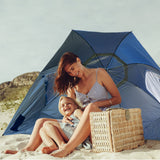 Havana Outdoors Beach Umbrella 2.4M Outdoor Garden Beach Portable Shade Shelter - Blue - Side View