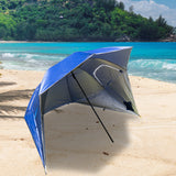 Havana Outdoors Beach Umbrella 2.4M Outdoor Garden Beach Portable Shade Shelter - Blue - Top-Down View