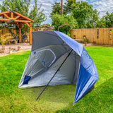 Havana Outdoors Beach Umbrella 2.4M Outdoor Garden Beach Portable Shade Shelter - Blue - 45-Degree Angle