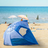 Havana Outdoors Beach Umbrella 2.4M Outdoor Garden Beach Portable Shade Shelter - Blue - Rear View
