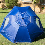 Havana Outdoors Beach Umbrella 2.4M Outdoor Garden Beach Portable Shade Shelter - Blue - Low Angle