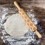 Bread and Butter Laser Etch Wooden Rolling Pin - Snowflake - Front View