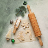 Bread and Butter Laser Etch Wooden Rolling Pin - Fairisle - Front View