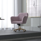 Casa Decor Arles Velvet Office Chair Mid Back Swivel Height Adjustable Blush - 45-Degree Angle