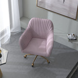 Casa Decor Arles Velvet Office Chair Mid Back Swivel Height Adjustable Blush - Rear View