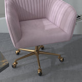 Casa Decor Arles Velvet Office Chair Mid Back Swivel Height Adjustable Blush - Extra Image