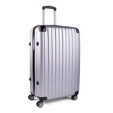Milano Premium 3pc ABS Luggage Suitcase Luxury Hard Case Shockproof Travel Set - Silver - Top-Down View