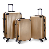 Milano Premium 3pc ABS Luggage Suitcase Luxury Hard Case Shockproof Travel Set - Gold
