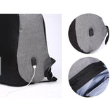 Anti Theft Backpack Waterproof bag School Travel Laptop Bags USB Charging - Grey - Front View