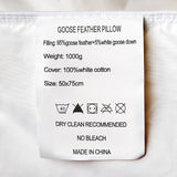 Royal Comfort Goose Down Feather Pillows 1000GSM 100% Cotton Cover - Twin Pack - Extra Image