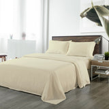 Royal Comfort Bamboo Blended Sheet & Pillowcases Set 1000TC Ultra Soft Bedding - Double - Ivory - Front View