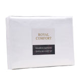 Royal Comfort Bamboo Blended Sheet & Pillowcases Set 1000TC Ultra Soft Bedding - Queen - White - Side View