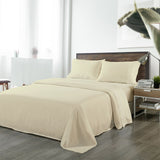 Royal Comfort Bamboo Blended Sheet & Pillowcases Set 1000TC Ultra Soft Bedding - King - Ivory - Front View