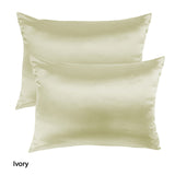 Royal Comfort Mulberry Soft Silk Hypoallergenic Pillowcase Twin Pack 51 x 76cm - Ivory - Front View