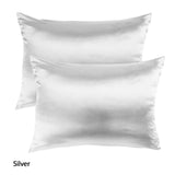 Royal Comfort Mulberry Soft Silk Hypoallergenic Pillowcase Twin Pack 51 x 76cm - Silver - Front View
