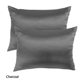 Royal Comfort Mulberry Soft Silk Hypoallergenic Pillowcase Twin Pack 51 x 76cm - Charcoal - Front View