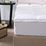 Royal Comfort 1000GSM Luxury Bamboo Fabric Gusset Mattress Pad Topper Cover - Queen - White - Top-Down View