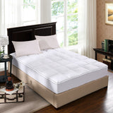 Royal Comfort 1000GSM Luxury Bamboo Fabric Gusset Mattress Pad Topper Cover - King - White - Front View