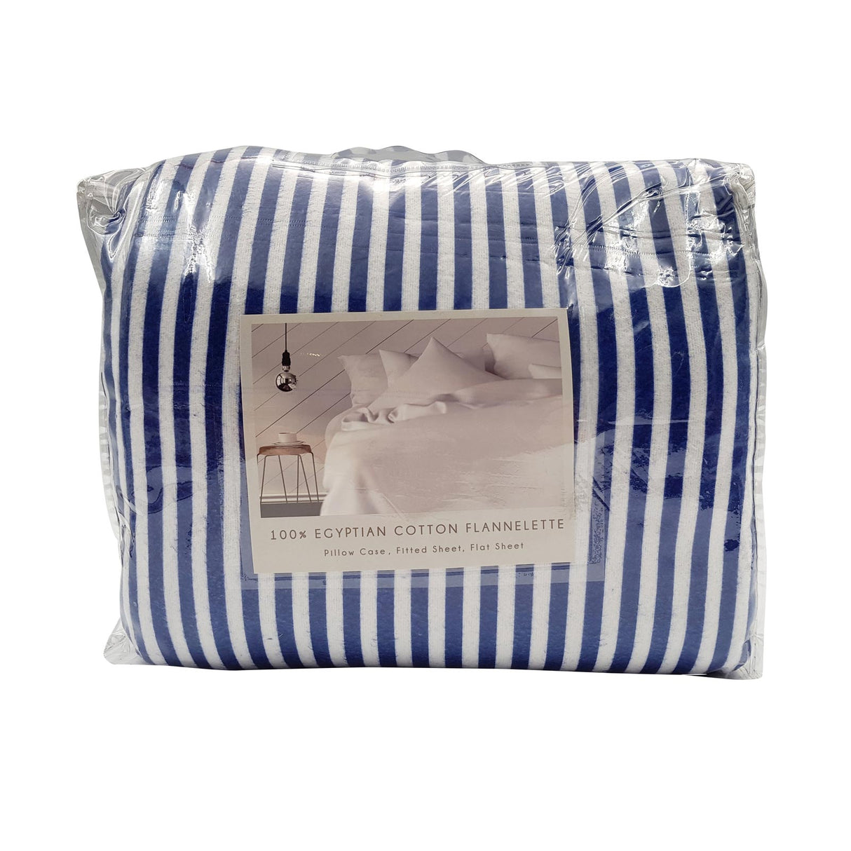 Park Avenue 175GSM Egyptian Cotton Flannelette Queen Sheet Set - Indigo