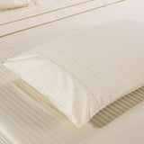 Kensington 1200 Thread Count 100% Egyptian Cotton Sheet Set Stripe Hotel Grade - Double - Sand - Front View