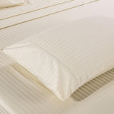 Kensington 1200 Thread Count 100% Egyptian Cotton Sheet Set Stripe Hotel Grade - Double - Sand - Side View