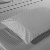 Kensington 1200 Thread Count 100% Egyptian Cotton Sheet Set Stripe Hotel Grade - Double - Silver - Front View