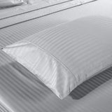 Kensington 1200 Thread Count 100% Egyptian Cotton Sheet Set Stripe Hotel Grade - Double - Silver - Side View