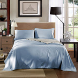 Kensington 1200 Thread Count 100% Egyptian Cotton Sheet Set Stripe Hotel Grade - Double - Chambray - Front View