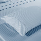Kensington 1200 Thread Count 100% Egyptian Cotton Sheet Set Stripe Hotel Grade - Double - Chambray - Top-Down View