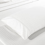 Kensington 1200 Thread Count 100% Egyptian Cotton Sheet Set Stripe Hotel Grade - Queen - White - Side View