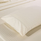 Kensington 1200 Thread Count 100% Egyptian Cotton Sheet Set Stripe Hotel Grade - Queen - Sand - Side View