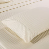 Kensington 1200 Thread Count 100% Egyptian Cotton Sheet Set Stripe Hotel Grade - Queen - Sand - Front View