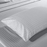 Kensington 1200 Thread Count 100% Egyptian Cotton Sheet Set Stripe Hotel Grade - Queen - Silver - Side View