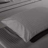 Kensington 1200 Thread Count 100% Egyptian Cotton Sheet Set Stripe Hotel Grade - Queen - Charcoal - Side View