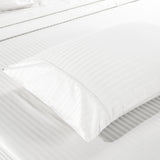 Kensington 1200 Thread Count 100% Egyptian Cotton Sheet Set Stripe Hotel Grade - King - White - Front View