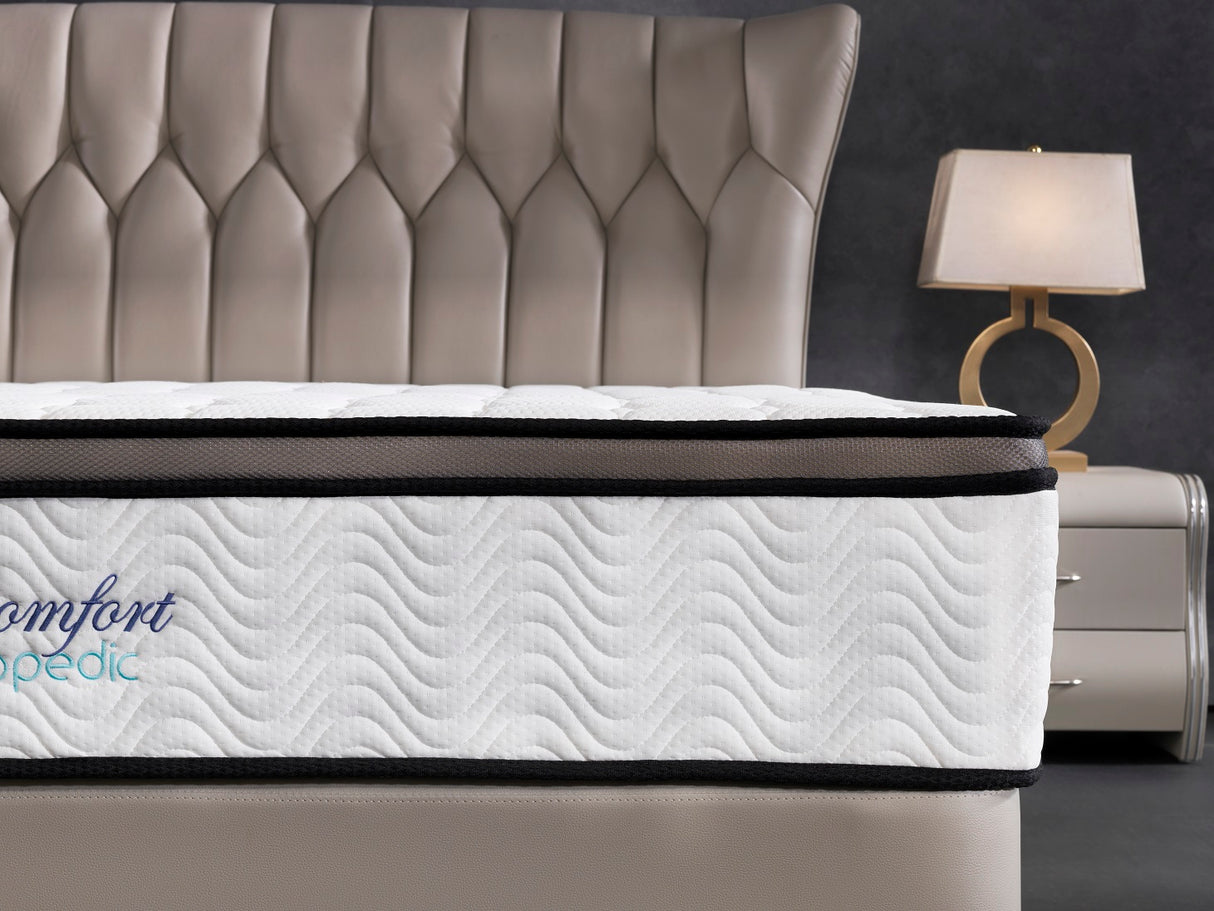 Ergopedic Mattress 5 Zone Latex Pocket Spring Mattress In A Box 30cm - Double - White Grey Black