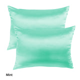 Royal Comfort Mulberry Soft Silk Hypoallergenic Pillowcase Twin Pack 51 x 76cm - Mint - Front View
