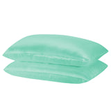 Royal Comfort Mulberry Soft Silk Hypoallergenic Pillowcase Twin Pack 51 x 76cm - Mint - Side View