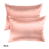 Royal Comfort Mulberry Soft Silk Hypoallergenic Pillowcase Twin Pack 51 x 76cm - Blush - Front View